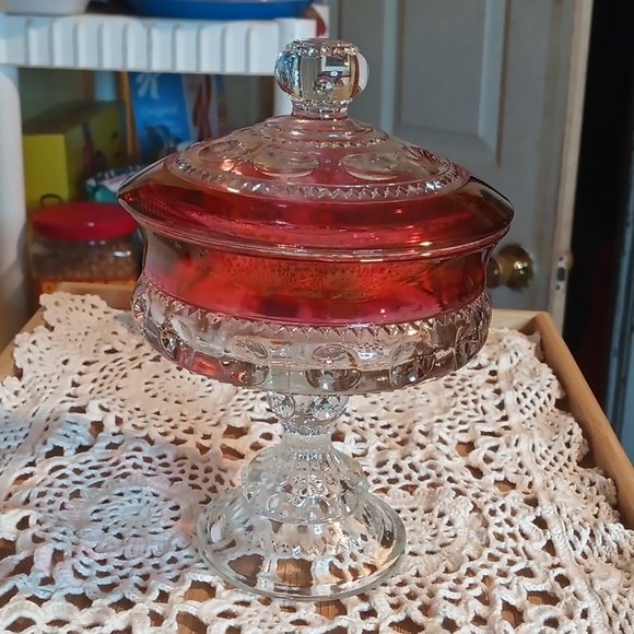 Indiana Glass Kings Crown Thumbprint Candy Dish VINTAGE - Picture 2 of 5